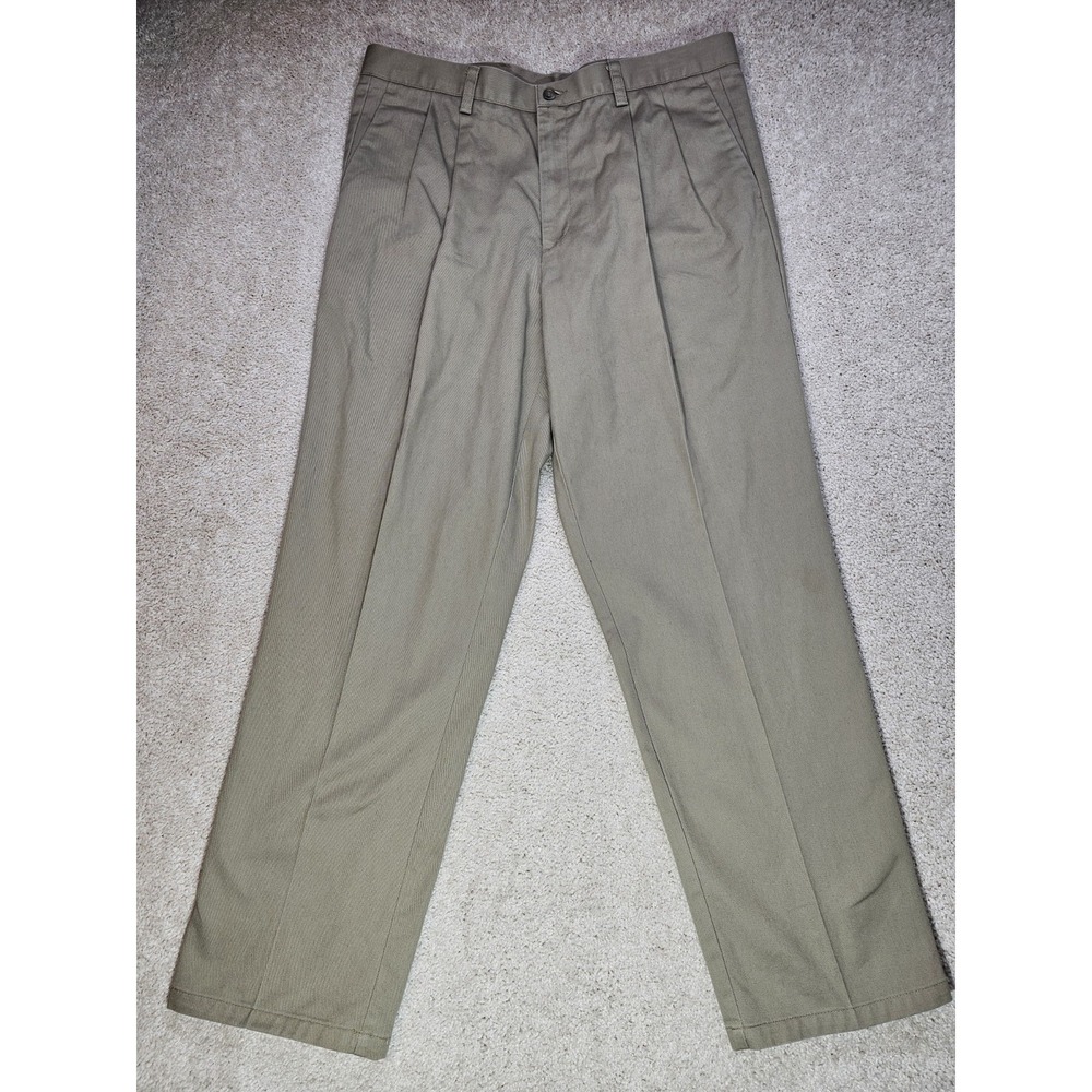 Dockers Men's Pleated Classic Fit Khaki Pants 36x32‎ Cotton Dress Slacks Beige